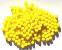 200 4mm Opaque Yellow Round Glass Beads